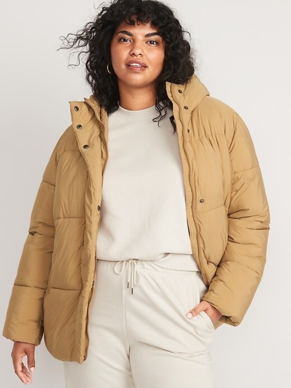 OLD NAVY Water-Resistant Hooded Puffer Jacket Camel US XL Like new